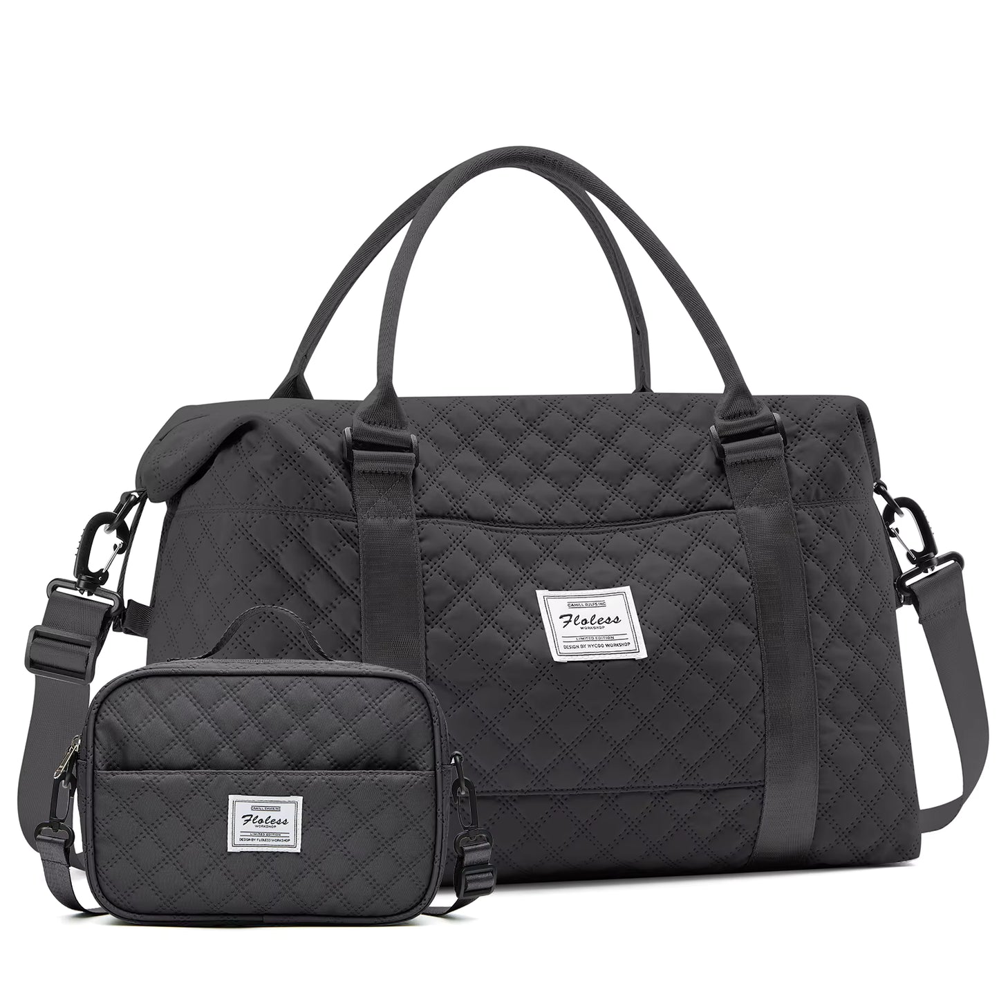 Large Capacity Quilted Travel Duffel Bag with Matching Crossbody Pouch – Waterproof Weekend Overnight Bag by Passport Outfitters