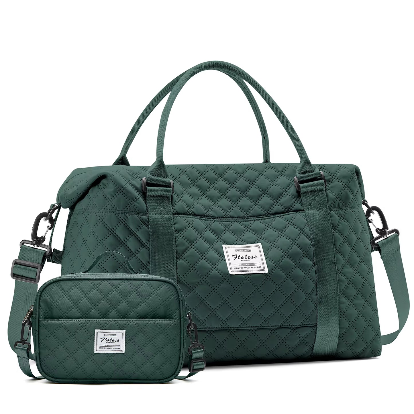 Large Capacity Quilted Travel Duffel Bag with Matching Crossbody Pouch – Waterproof Weekend Overnight Bag by Passport Outfitters