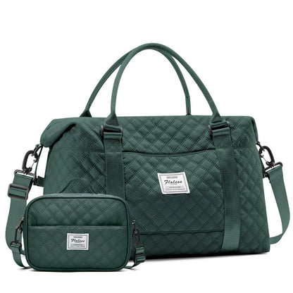 Large Capacity Quilted Travel Duffel Bag with Matching Crossbody Pouch – Waterproof Weekend Overnight Bag by Passport Outfitters