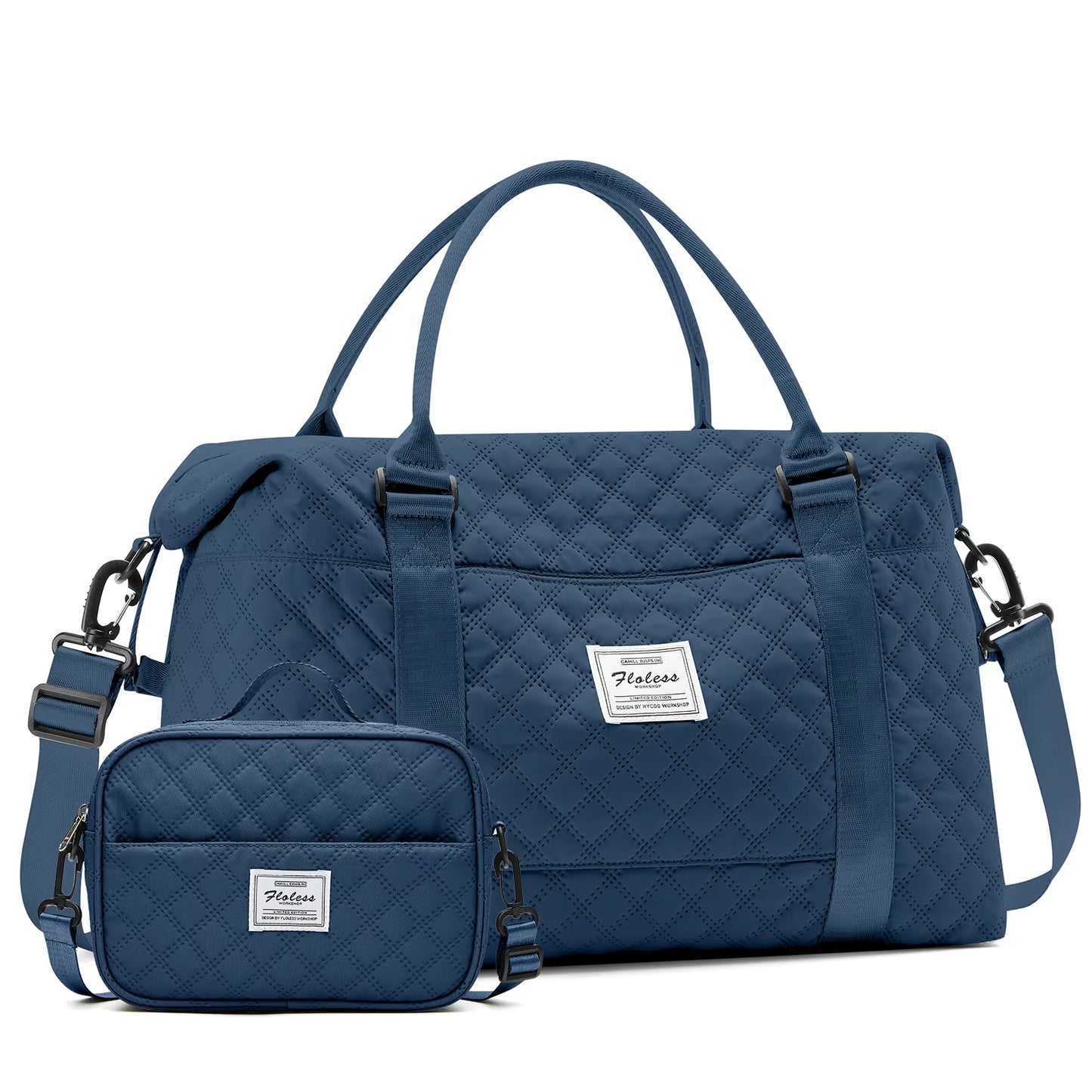 Large Capacity Quilted Travel Duffel Bag with Matching Crossbody Pouch – Waterproof Weekend Overnight Bag by Passport Outfitters