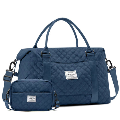 Large Capacity Quilted Travel Duffel Bag with Matching Crossbody Pouch – Waterproof Weekend Overnight Bag by Passport Outfitters