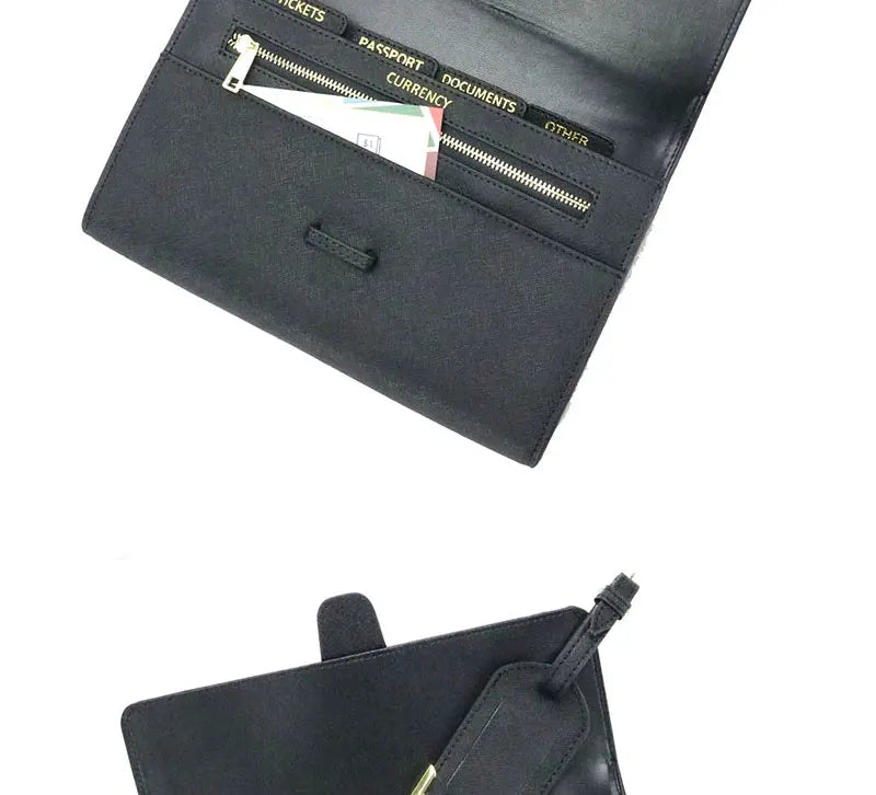 monogrammed saffiano leather travel collection gift travel set kits leather passport holder cover travel tag long travel wallet by Passport Outfitters