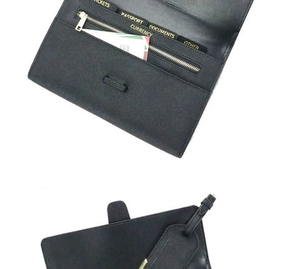 monogrammed saffiano leather travel collection gift travel set kits leather passport holder cover travel tag long travel wallet by Passport Outfitters