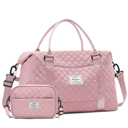 Large Capacity Quilted Travel Duffel Bag with Matching Crossbody Pouch – Waterproof Weekend Overnight Bag by Passport Outfitters