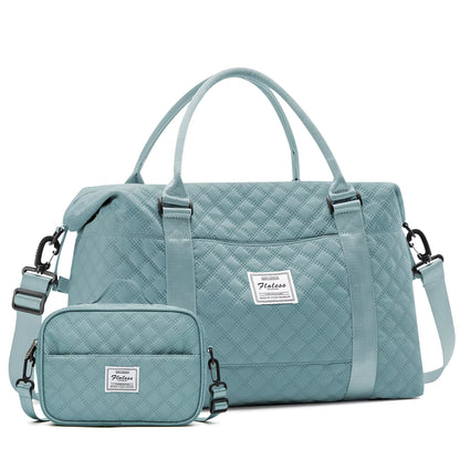 Large Capacity Quilted Travel Duffel Bag with Matching Crossbody Pouch – Waterproof Weekend Overnight Bag by Passport Outfitters