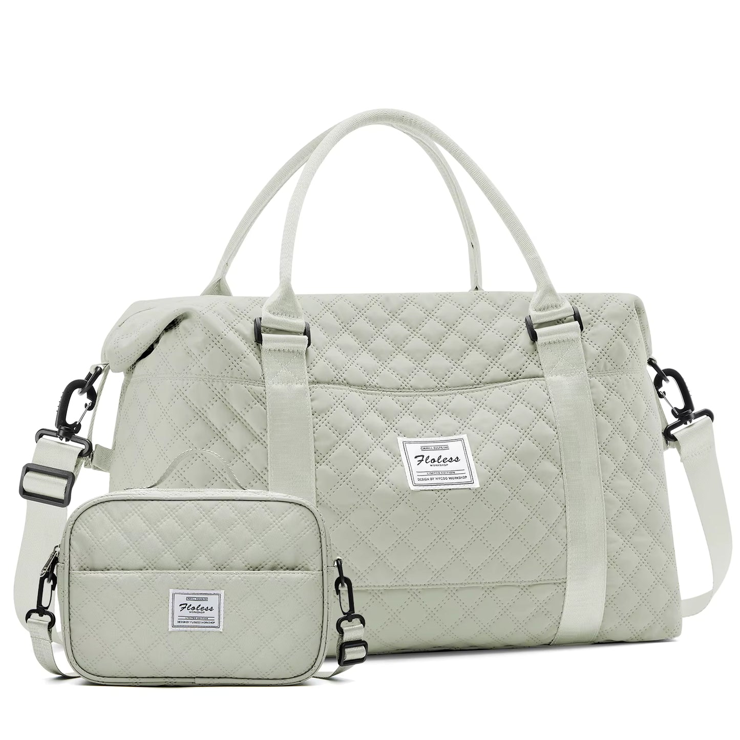 Large Capacity Quilted Travel Duffel Bag with Matching Crossbody Pouch – Waterproof Weekend Overnight Bag by Passport Outfitters