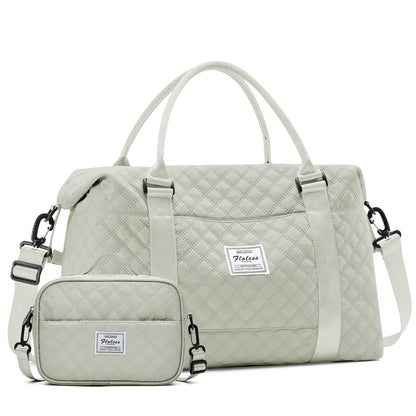 Large Capacity Quilted Travel Duffel Bag with Matching Crossbody Pouch – Waterproof Weekend Overnight Bag by Passport Outfitters