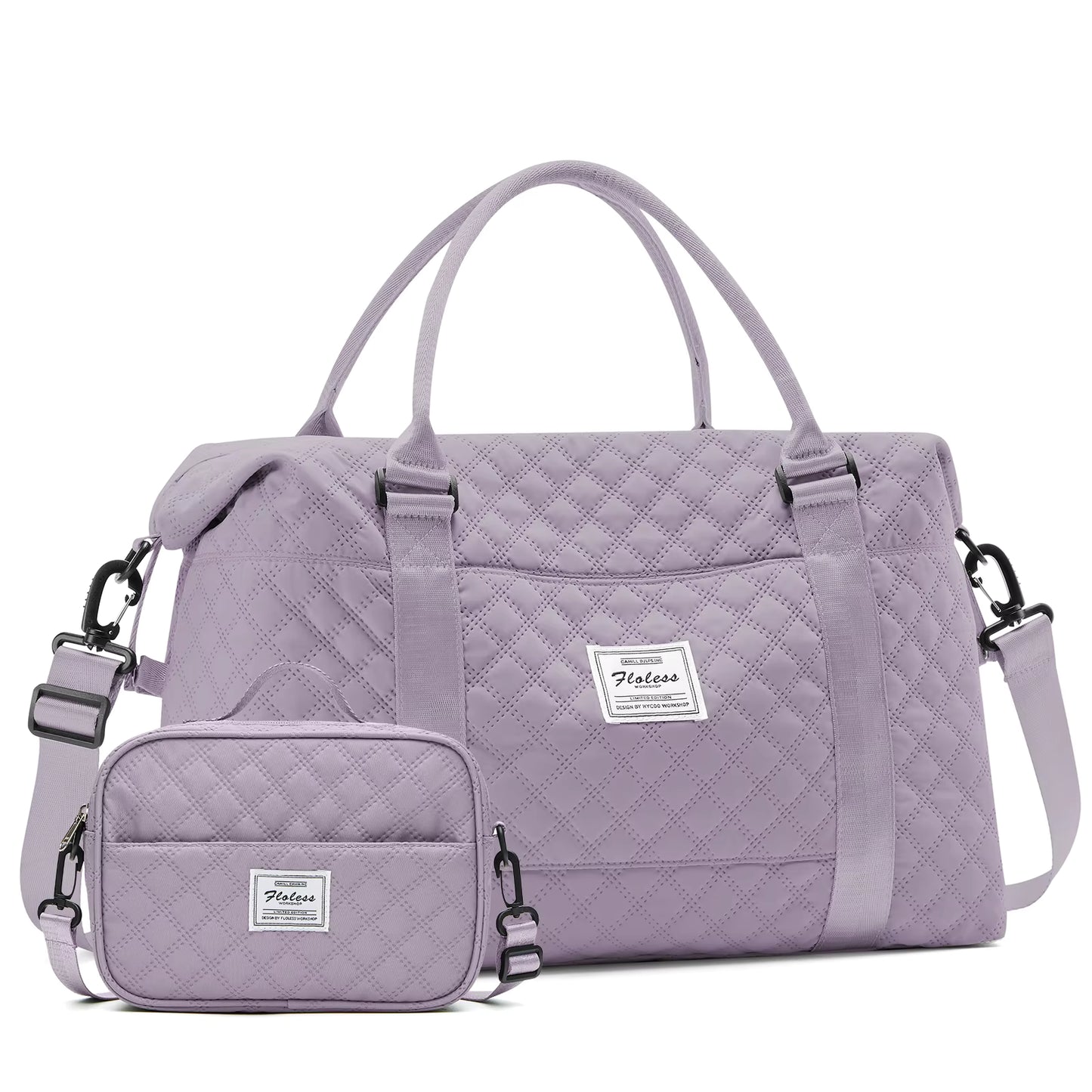 Large Capacity Quilted Travel Duffel Bag with Matching Crossbody Pouch – Waterproof Weekend Overnight Bag by Passport Outfitters