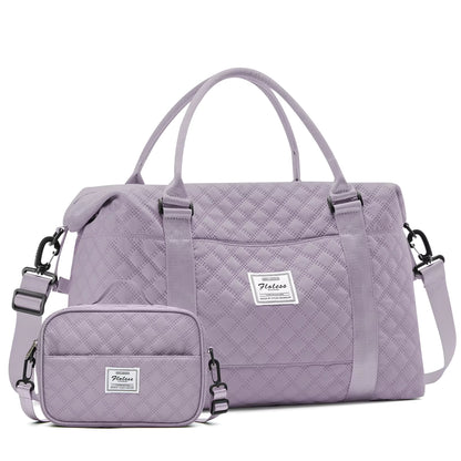 Large Capacity Quilted Travel Duffel Bag with Matching Crossbody Pouch – Waterproof Weekend Overnight Bag by Passport Outfitters