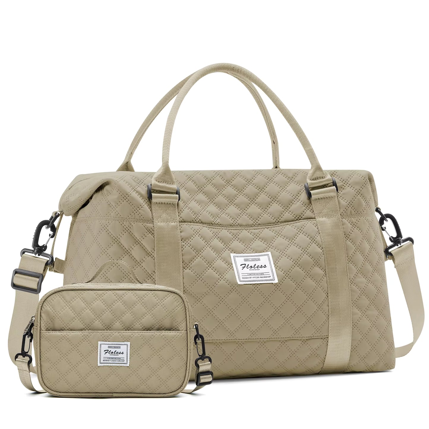Large Capacity Quilted Travel Duffel Bag with Matching Crossbody Pouch – Waterproof Weekend Overnight Bag by Passport Outfitters