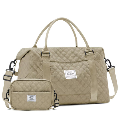 Large Capacity Quilted Travel Duffel Bag with Matching Crossbody Pouch – Waterproof Weekend Overnight Bag by Passport Outfitters