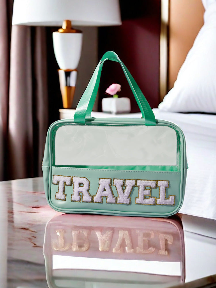 Cross-border New PU Transparent Portable Cosmetic Bag Large Capacity Toiletry Bag Portable Cosmetic Bag Travel Storage Bag by Passport Outfitters