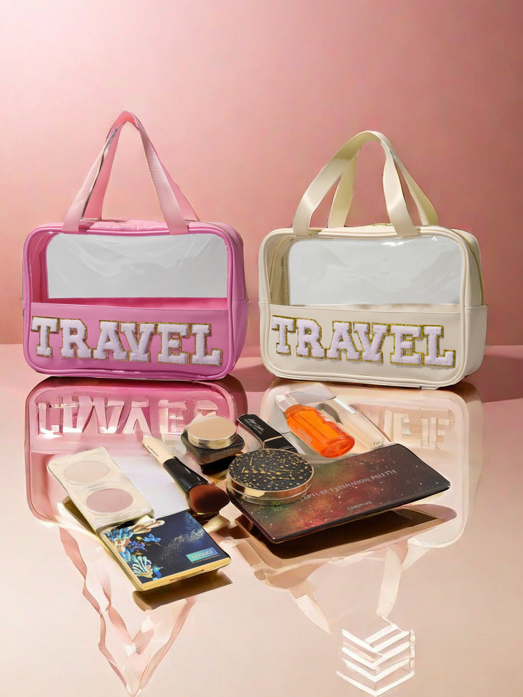 Cross-border New PU Transparent Portable Cosmetic Bag Large Capacity Toiletry Bag Portable Cosmetic Bag Travel Storage Bag by Passport Outfitters