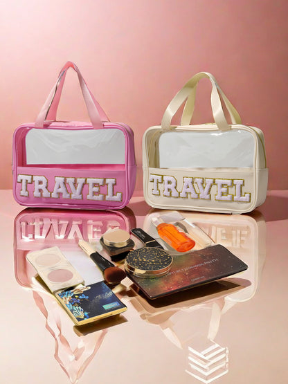 Cross-border New PU Transparent Portable Cosmetic Bag Large Capacity Toiletry Bag Portable Cosmetic Bag Travel Storage Bag by Passport Outfitters