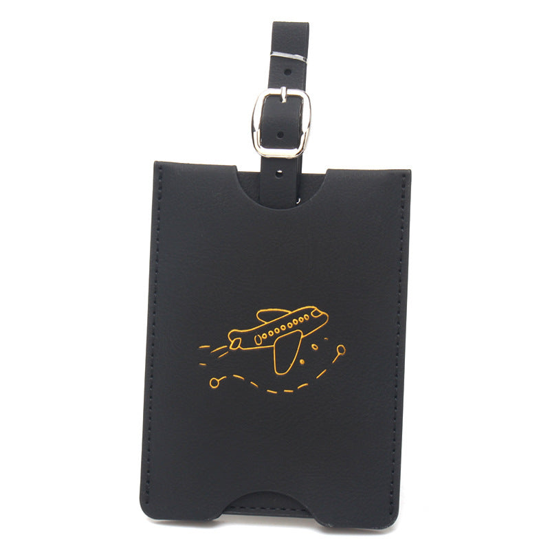 Rfid Anti-Magnetic Airplane Passport Holder Leather Luggage Tag Set Hidden Luggage Identification Card Holder Cross-Border In-Stock by Passport Outfitters