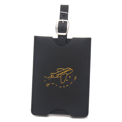 Rfid Anti-Magnetic Airplane Passport Holder Leather Luggage Tag Set Hidden Luggage Identification Card Holder Cross-Border In-Stock by Passport Outfitters