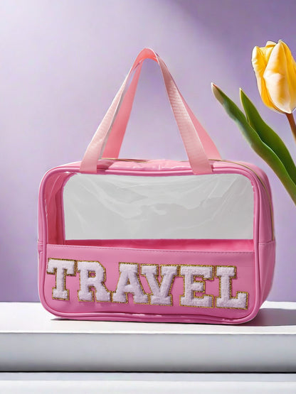Cross-border New PU Transparent Portable Cosmetic Bag Large Capacity Toiletry Bag Portable Cosmetic Bag Travel Storage Bag by Passport Outfitters