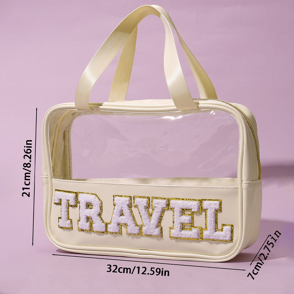 Cross-border New PU Transparent Portable Cosmetic Bag Large Capacity Toiletry Bag Portable Cosmetic Bag Travel Storage Bag by Passport Outfitters