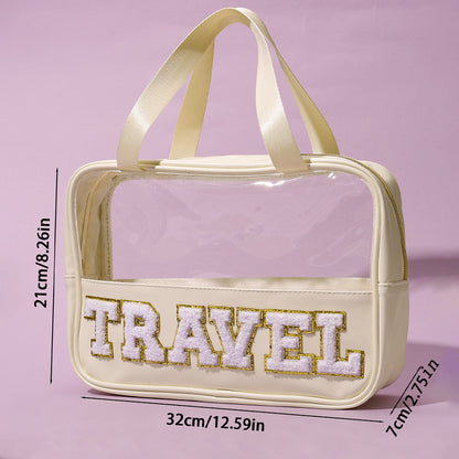 Cross-border New PU Transparent Portable Cosmetic Bag Large Capacity Toiletry Bag Portable Cosmetic Bag Travel Storage Bag by Passport Outfitters