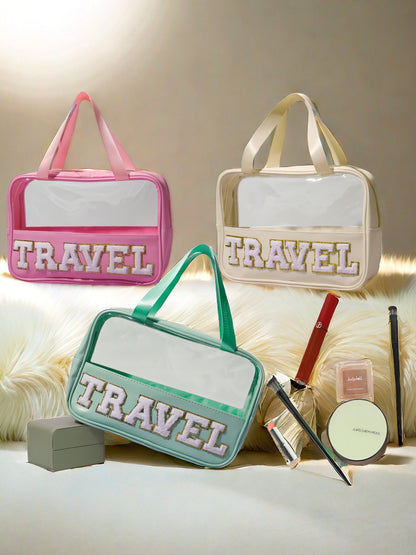 Cross-border New PU Transparent Portable Cosmetic Bag Large Capacity Toiletry Bag Portable Cosmetic Bag Travel Storage Bag by Passport Outfitters