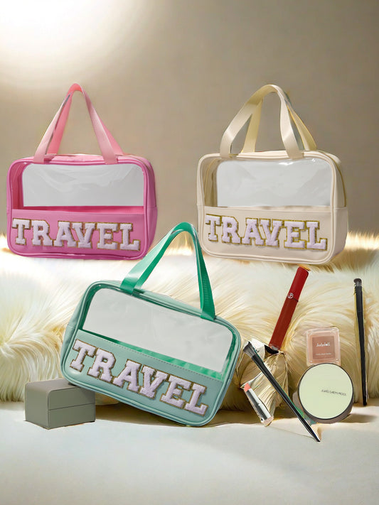 Cross-border New PU Transparent Portable Cosmetic Bag Large Capacity Toiletry Bag Portable Cosmetic Bag Travel Storage Bag by Passport Outfitters
