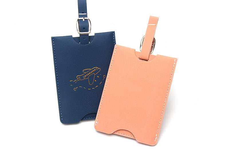 Rfid Anti-Magnetic Airplane Passport Holder Leather Luggage Tag Set Hidden Luggage Identification Card Holder Cross-Border In-Stock by Passport Outfitters