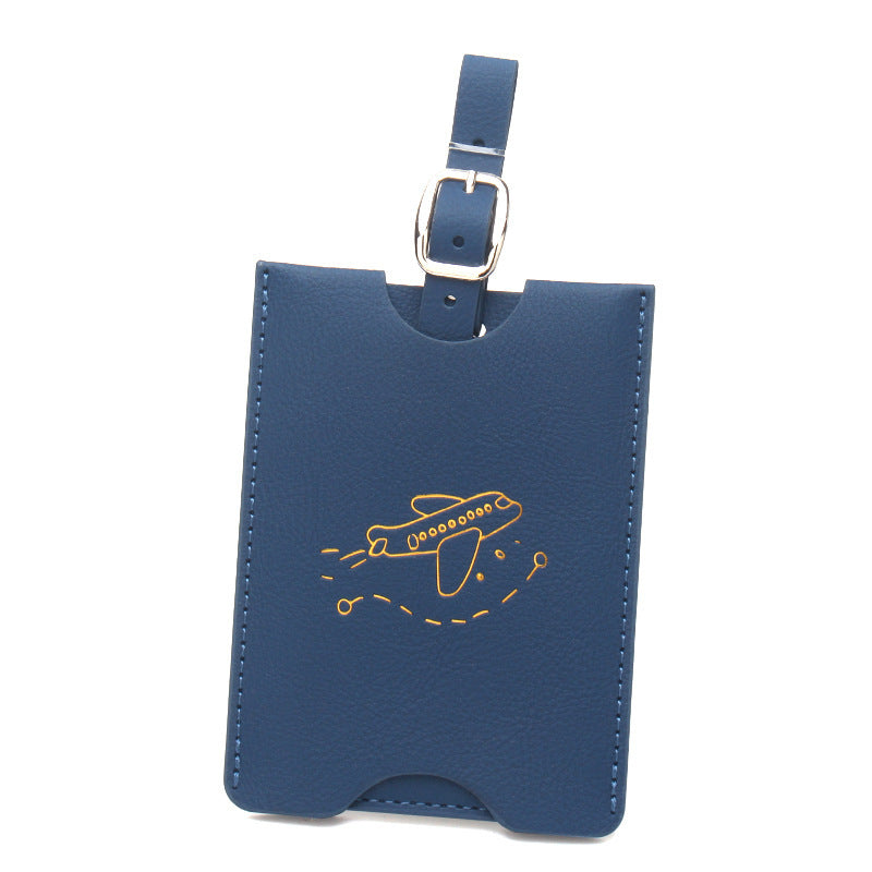 Rfid Anti-Magnetic Airplane Passport Holder Leather Luggage Tag Set Hidden Luggage Identification Card Holder Cross-Border In-Stock by Passport Outfitters
