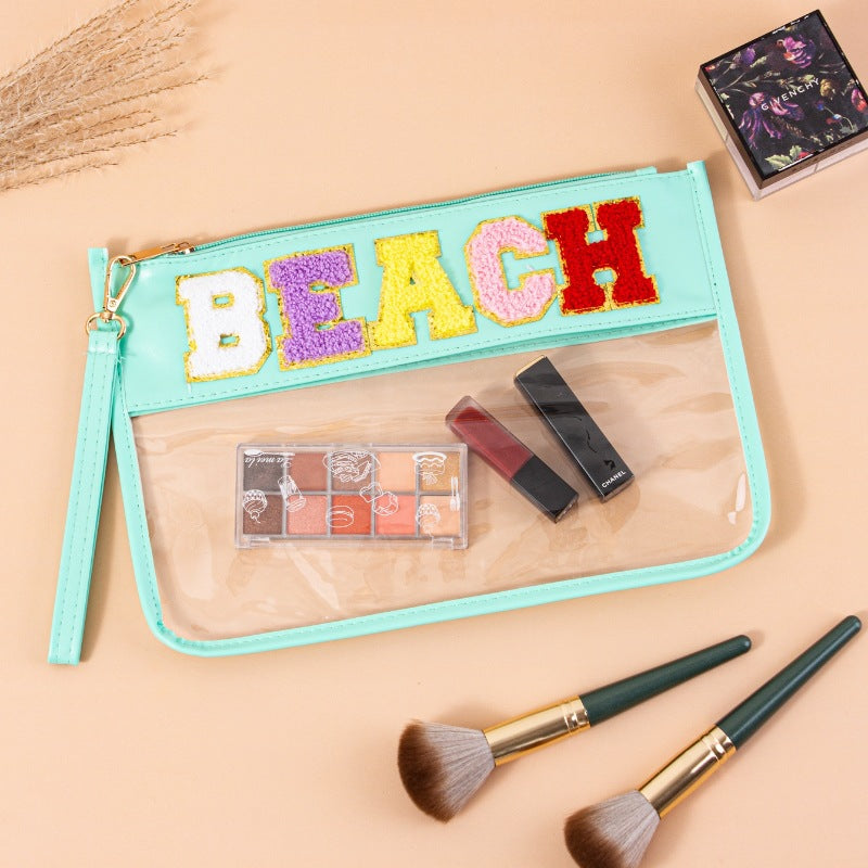Cross-border Explosive Transparent PVC Portable Cosmetic Bag Waterproof Portable Storage Bag Beach Travel Cosmetic Bag Envelope Bag by Passport Outfitters