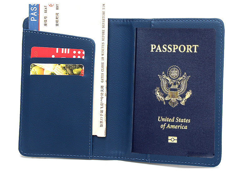 Rfid Anti-Magnetic Airplane Passport Holder Leather Luggage Tag Set Hidden Luggage Identification Card Holder Cross-Border In-Stock by Passport Outfitters