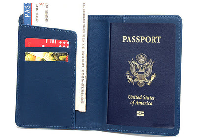 Rfid Anti-Magnetic Airplane Passport Holder Leather Luggage Tag Set Hidden Luggage Identification Card Holder Cross-Border In-Stock by Passport Outfitters