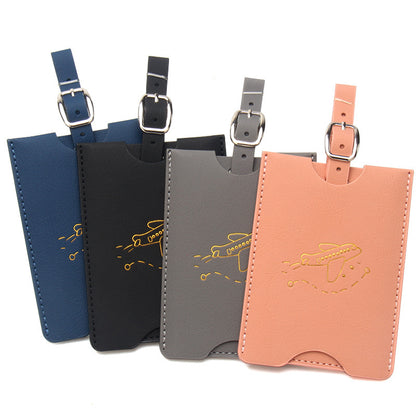 Rfid Anti-Magnetic Airplane Passport Holder Leather Luggage Tag Set Hidden Luggage Identification Card Holder Cross-Border In-Stock by Passport Outfitters