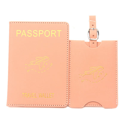 Rfid Anti-Magnetic Airplane Passport Holder Leather Luggage Tag Set Hidden Luggage Identification Card Holder Cross-Border In-Stock by Passport Outfitters