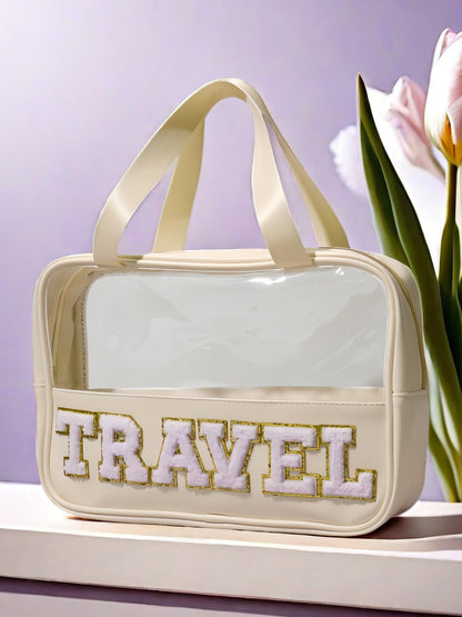 Cross-border New PU Transparent Portable Cosmetic Bag Large Capacity Toiletry Bag Portable Cosmetic Bag Travel Storage Bag by Passport Outfitters