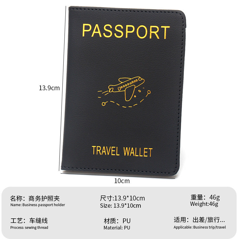 Rfid Anti-Magnetic Airplane Passport Holder Leather Luggage Tag Set Hidden Luggage Identification Card Holder Cross-Border In-Stock by Passport Outfitters