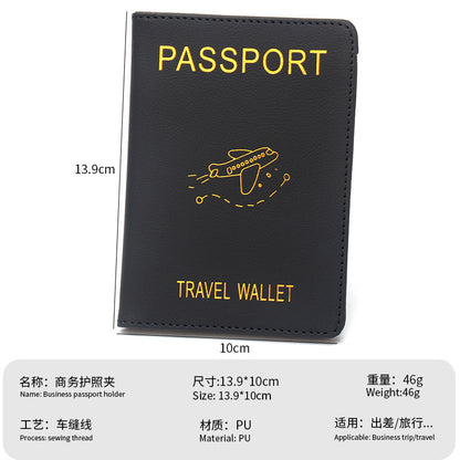 Rfid Anti-Magnetic Airplane Passport Holder Leather Luggage Tag Set Hidden Luggage Identification Card Holder Cross-Border In-Stock by Passport Outfitters