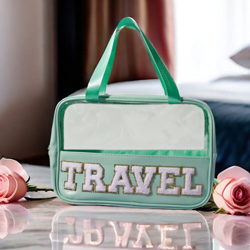 Cross-border New PU Transparent Portable Cosmetic Bag Large Capacity Toiletry Bag Portable Cosmetic Bag Travel Storage Bag by Passport Outfitters