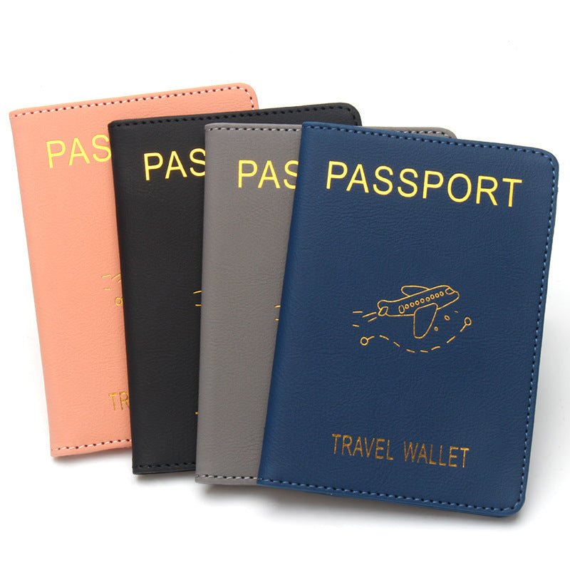 Rfid Anti-Magnetic Airplane Passport Holder Leather Luggage Tag Set Hidden Luggage Identification Card Holder Cross-Border In-Stock by Passport Outfitters