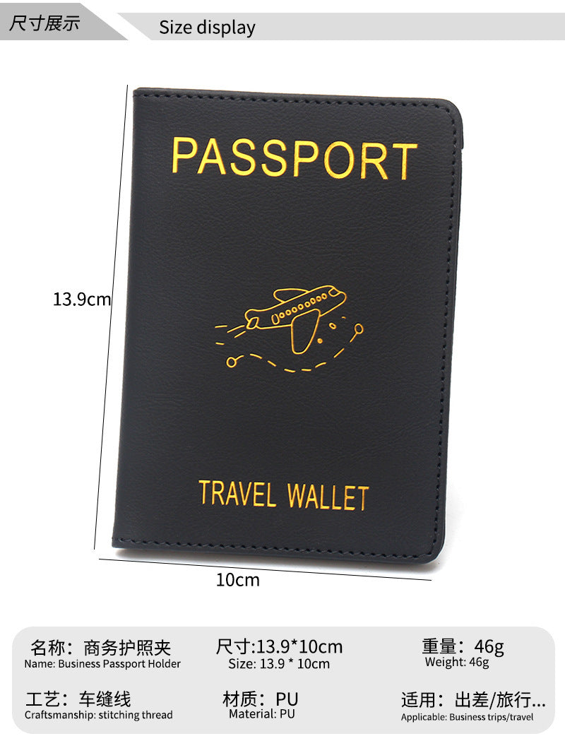 Rfid Anti-Magnetic Airplane Passport Holder Leather Luggage Tag Set Hidden Luggage Identification Card Holder Cross-Border In-Stock by Passport Outfitters