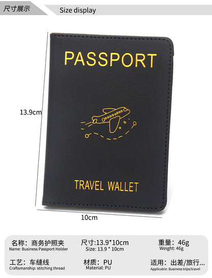 Rfid Anti-Magnetic Airplane Passport Holder Leather Luggage Tag Set Hidden Luggage Identification Card Holder Cross-Border In-Stock by Passport Outfitters