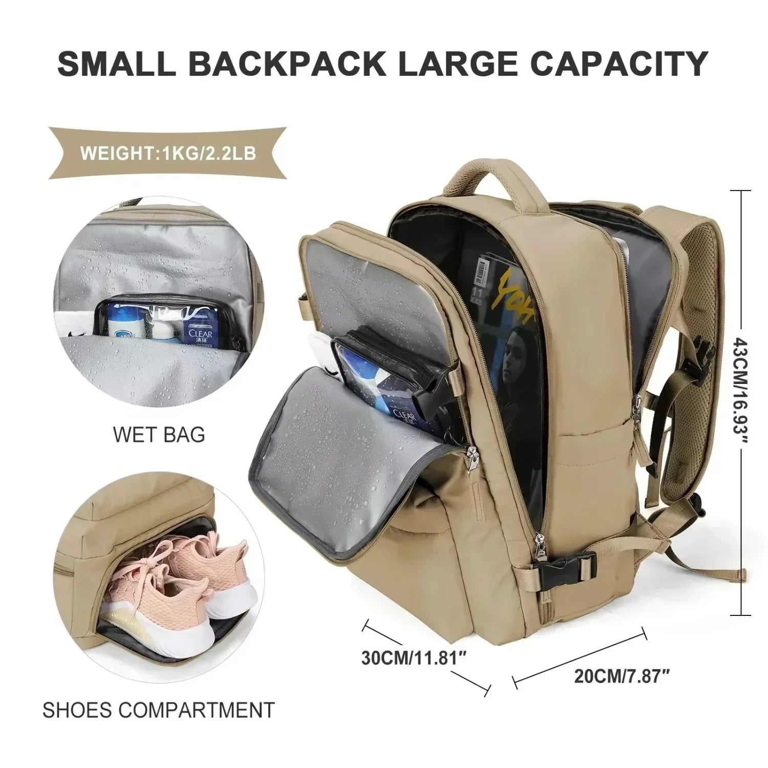 Backpack 40x30x20 Airplane, Cabin Hand Luggage Backpack, Laptop Backpack for Aeroplane Travel, School Backpack by Passport Outfitters