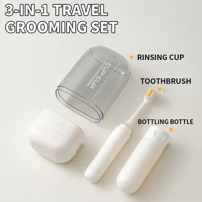 Travel toiletries set -3-in-1 convenient mouthwash cup, toothbrush, toothpaste storage box - essential for business trips by Passport Outfitters