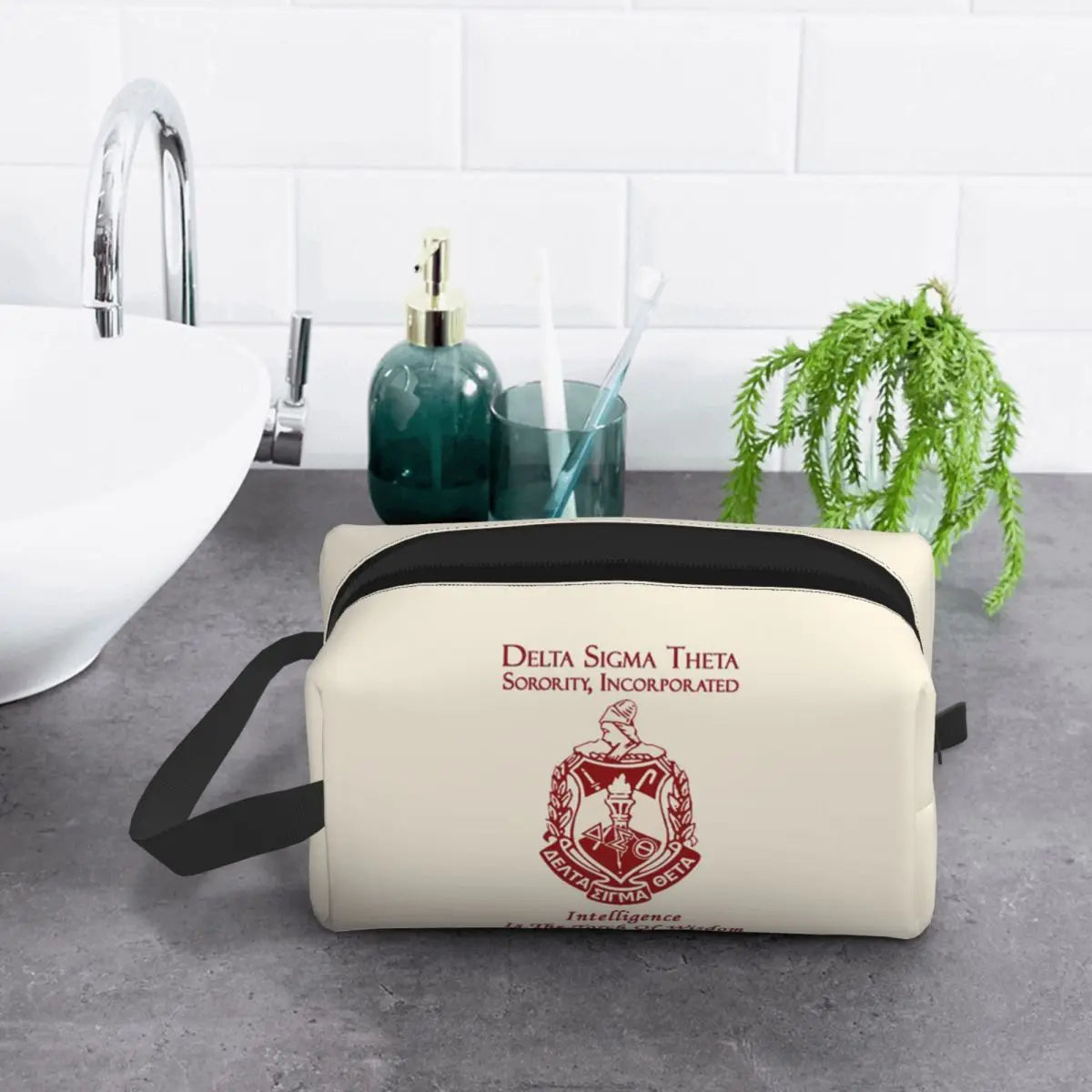 Delta Sigma Theta Sorority Gifts Makeup Bag Cosmetic Organizer Storage Dopp Kit Toiletry Cosmetic Bag for Women Beauty Travel by Passport Outfitters