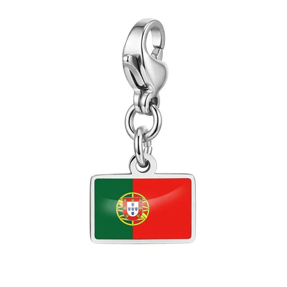 10mm Country Flag Charms Pendant Necklace Bracelet Keychain Bagchain Stainless Steel Jewelry A Commemorative Gift For A Friend by Passport Outfitters