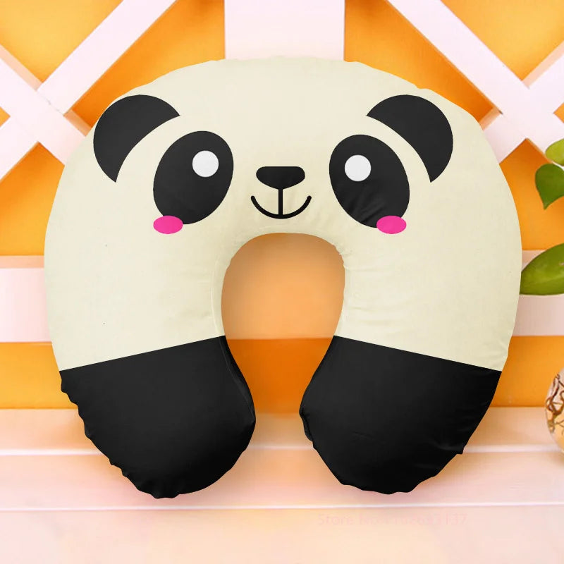 Cute Cartoon Style Travel Neck Pillow U-Shaped  Inflatable Cushion For Kids Adults Family Friends