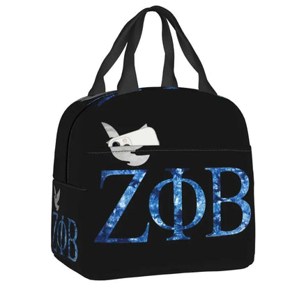 Custom Zeta Phi Beta Sorority Logo Lunch Bag Women Greek Letter 1920 Cooler Warm Insulated Lunch Box for Children School by Passport Outfitters