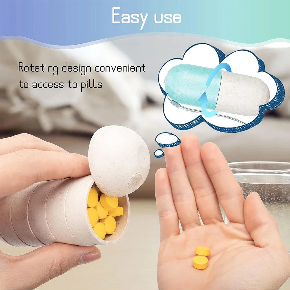 Pill Splitters Cute Weekly Pill Organizer BPA Free Travel Hiking 7 Day Pill Box Case To Hold Pills Vitamins Fish Oil Supplements by Passport Outfitters