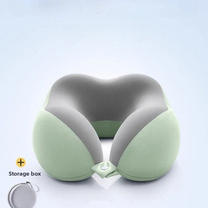 Comfortable U-shaped neck pillow with storage bag – ideal for travel, napping, and office use by Passport Outfitters