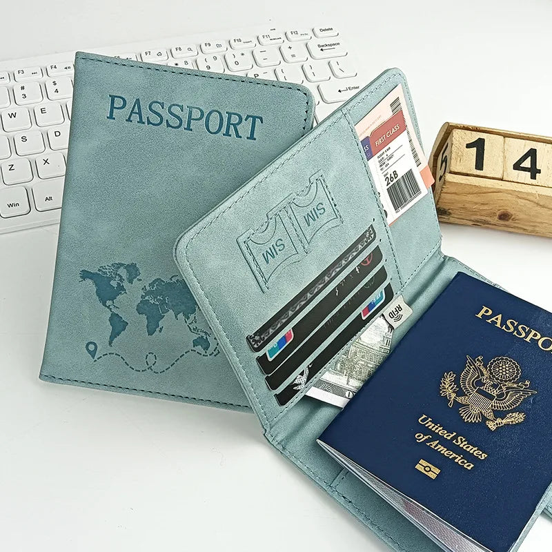 Leather Passport Holder Travel Wallet with ID Credit Card Slot PU Leather Passport Covers Case RFID Blocking Passport Protector by Passport Outfitters