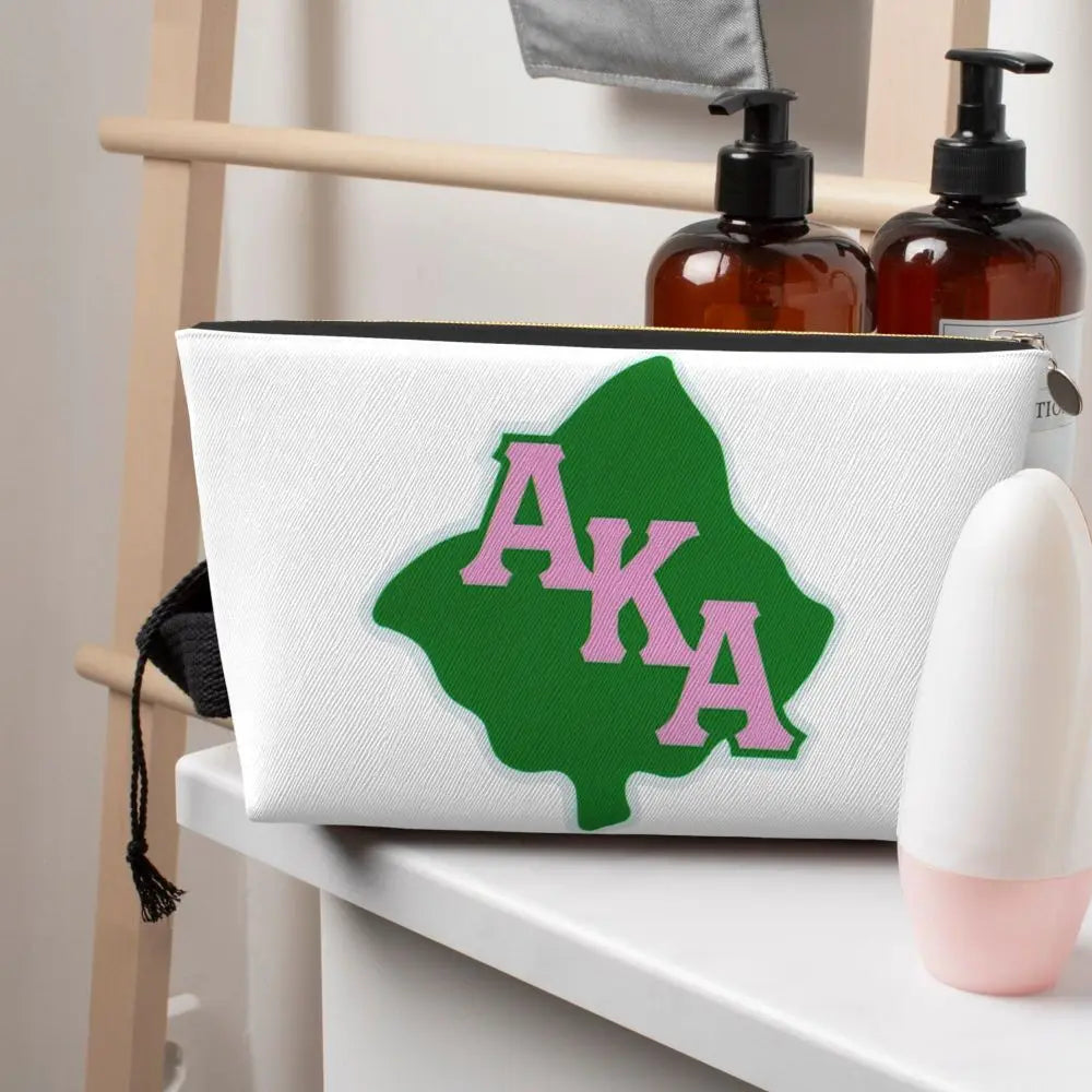 AKA Sorority 5 Women Cosmetic Bag Travel Makeup Organizer Pouch Toiletry Storage Dopp Kit Box by Passport Outfitters