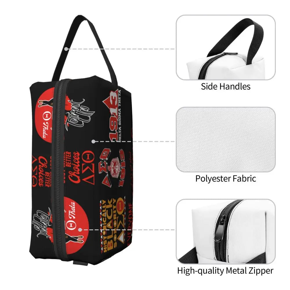 Delta Sigma Theta Sorority Gifts Makeup Bag Cosmetic Organizer Storage Dopp Kit Toiletry Cosmetic Bag for Women Beauty Travel by Passport Outfitters
